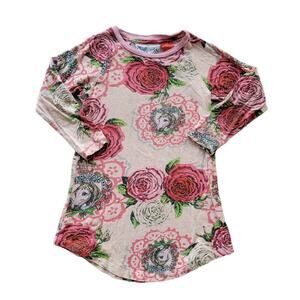 Paper Wings | Long Sleeve Rose Horse Dress| 4-5 Years